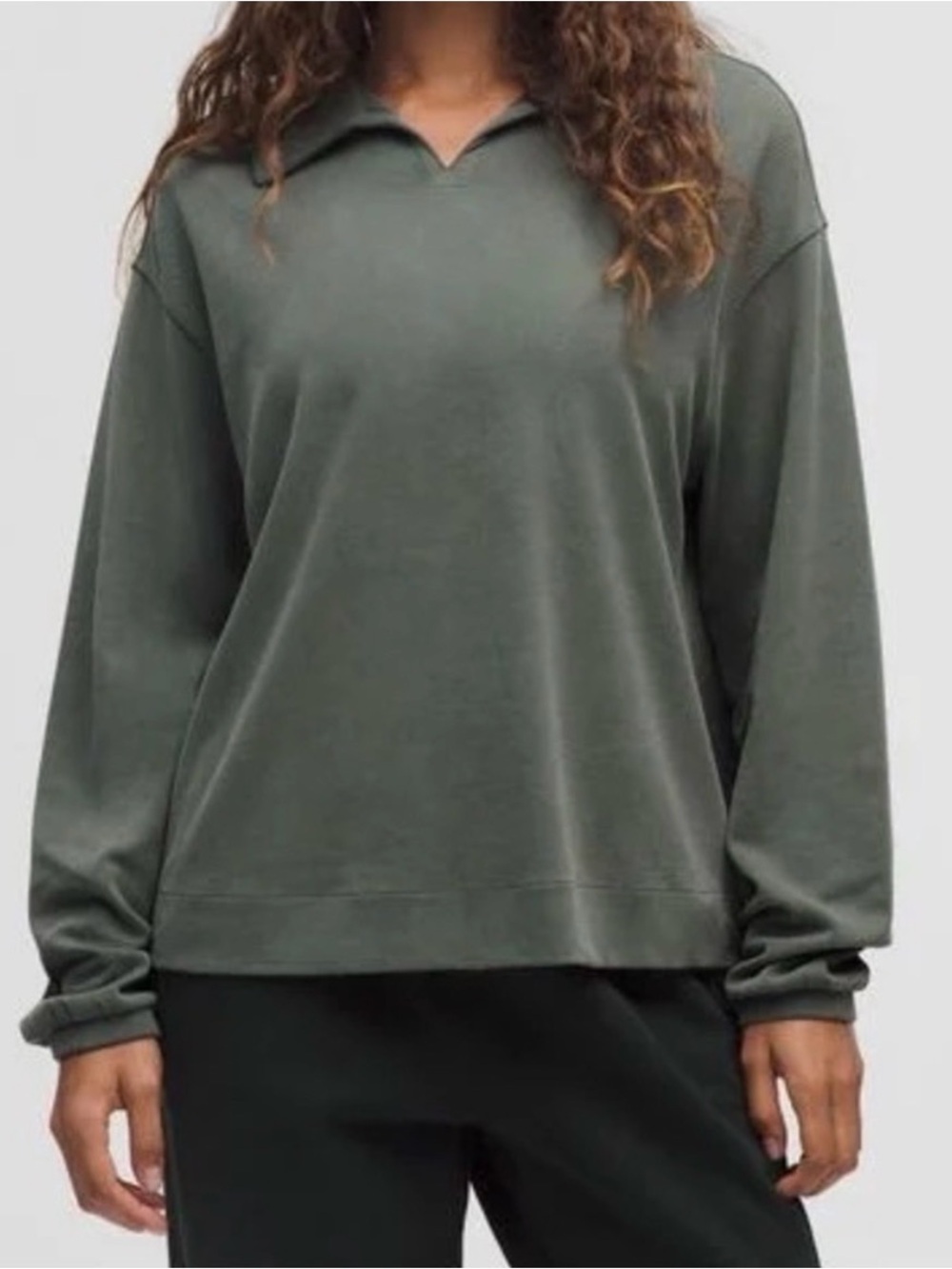 Lululemon Softstreme Pique Oversized Long-Sleeve Polo Shirt Womens Large